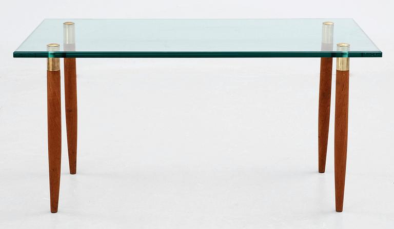 GLASBORD, teak och mässing, 1950-60-tal.