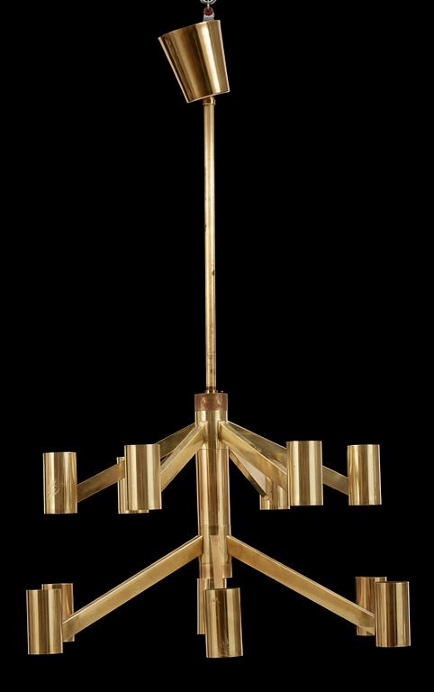 TAKLAMPA, mässing, 1900-talets mitt. Höjd 30/80cm.
