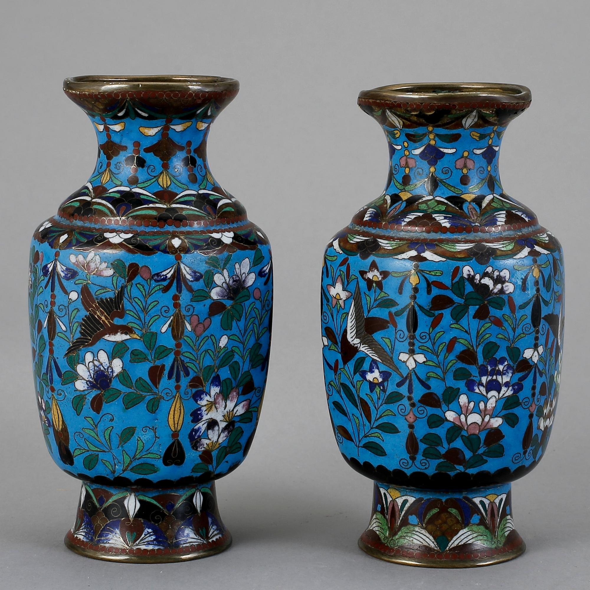 PARTI CLOISONNÉ, 5 delar, Kina, 1900-tal.