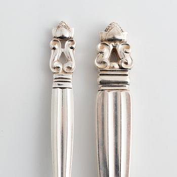 Johan Rodhe, cutlery set, 120 pieces, sterling silver, "Konge/Acorn", Georg Jensen, Denmark.