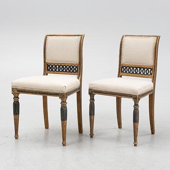 Six gilt late Gustavian style chairs, 19th Century.