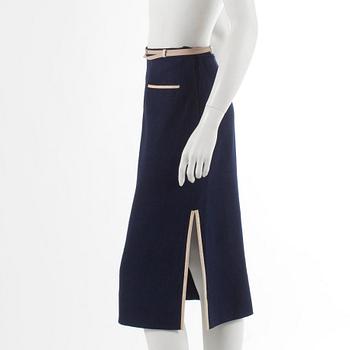 HERMÈS, a navy blue wool skirt. French size 40.