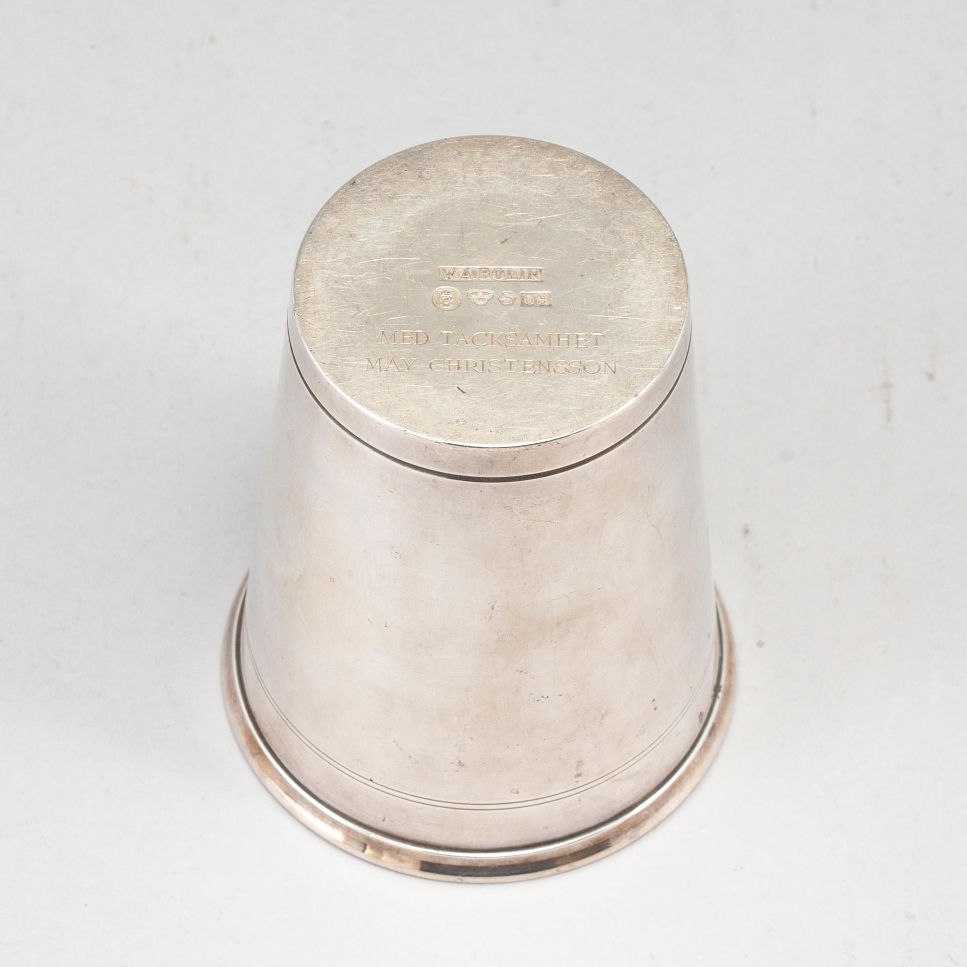 A Swedish 20th century silver vase/beaker, mark of WA Bolin, Stockholm 1964.