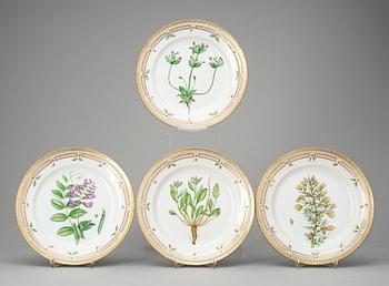 A set of four Royal Copenhagen 'Flora Danica' dishes, Denmark, 20th Century.