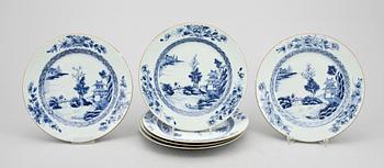 TALLRIKAR, 6 st, porslin, Qianlong, Kina 1700-tal.