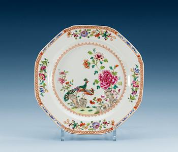 1603. A set of six famille rose 'double peacock' dinner plates, Qing dynasty, Qianlong (1736-95).