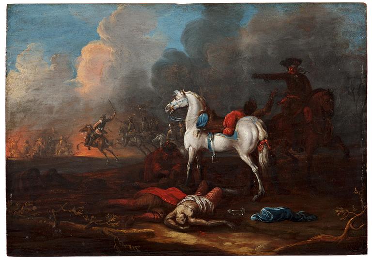 Jan van Huchtenburg Attributed to, Battlescene (possibly Battle of Gadebusch 1712).