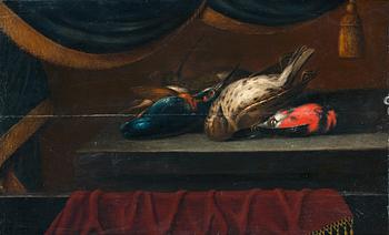 252. Philip Angel Hans krets, Stilleben med döda fåglar på stenskiva.