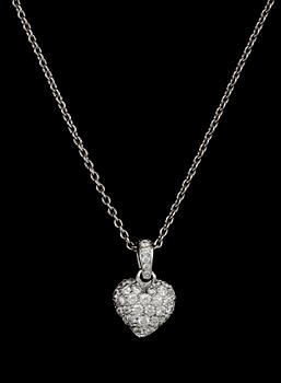 826. PENDANT, brilliant cut diamonds, tot. app. 0.50 cts, shape of heart.