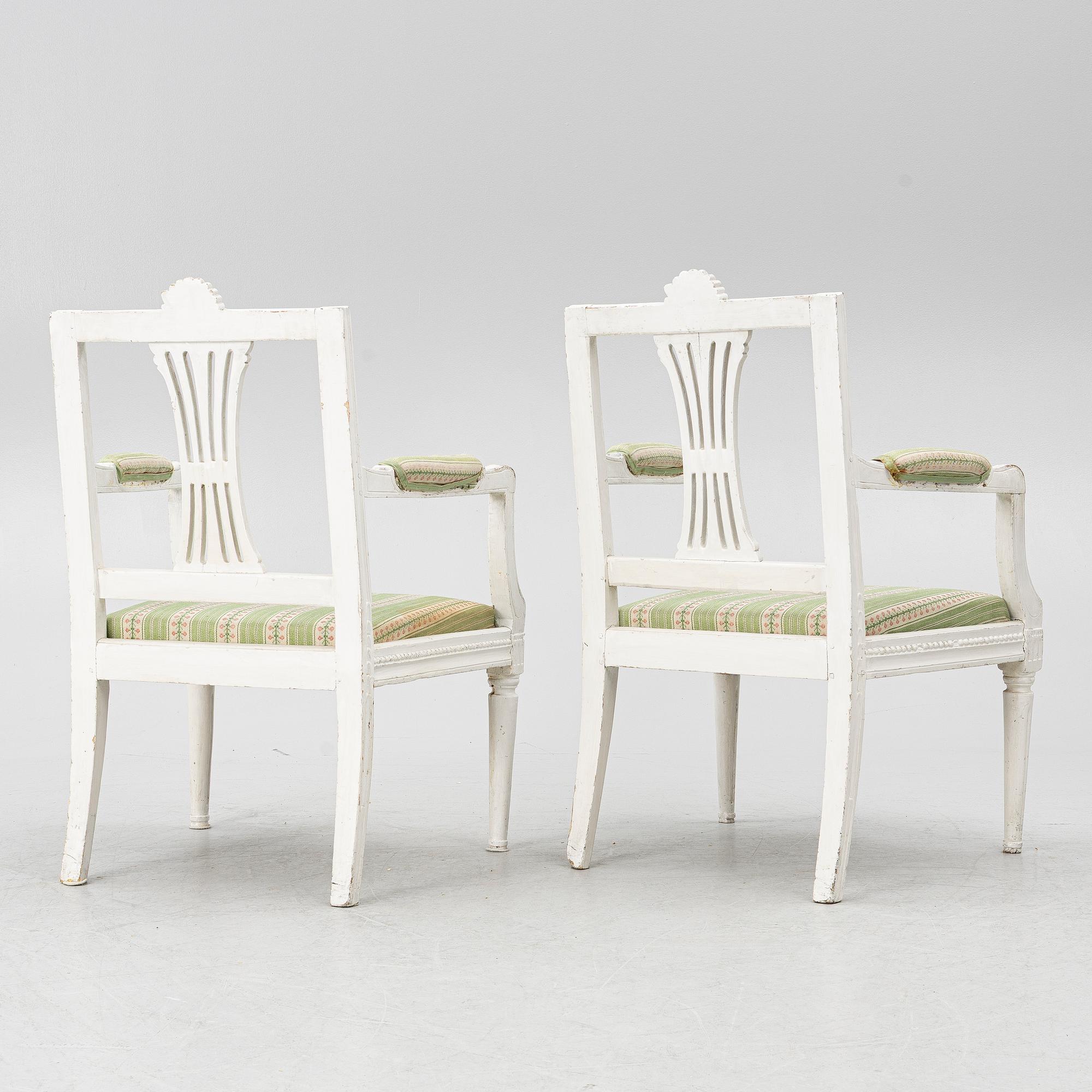 Armchairs, a pair, Gustavian, Lindome, 19th century.