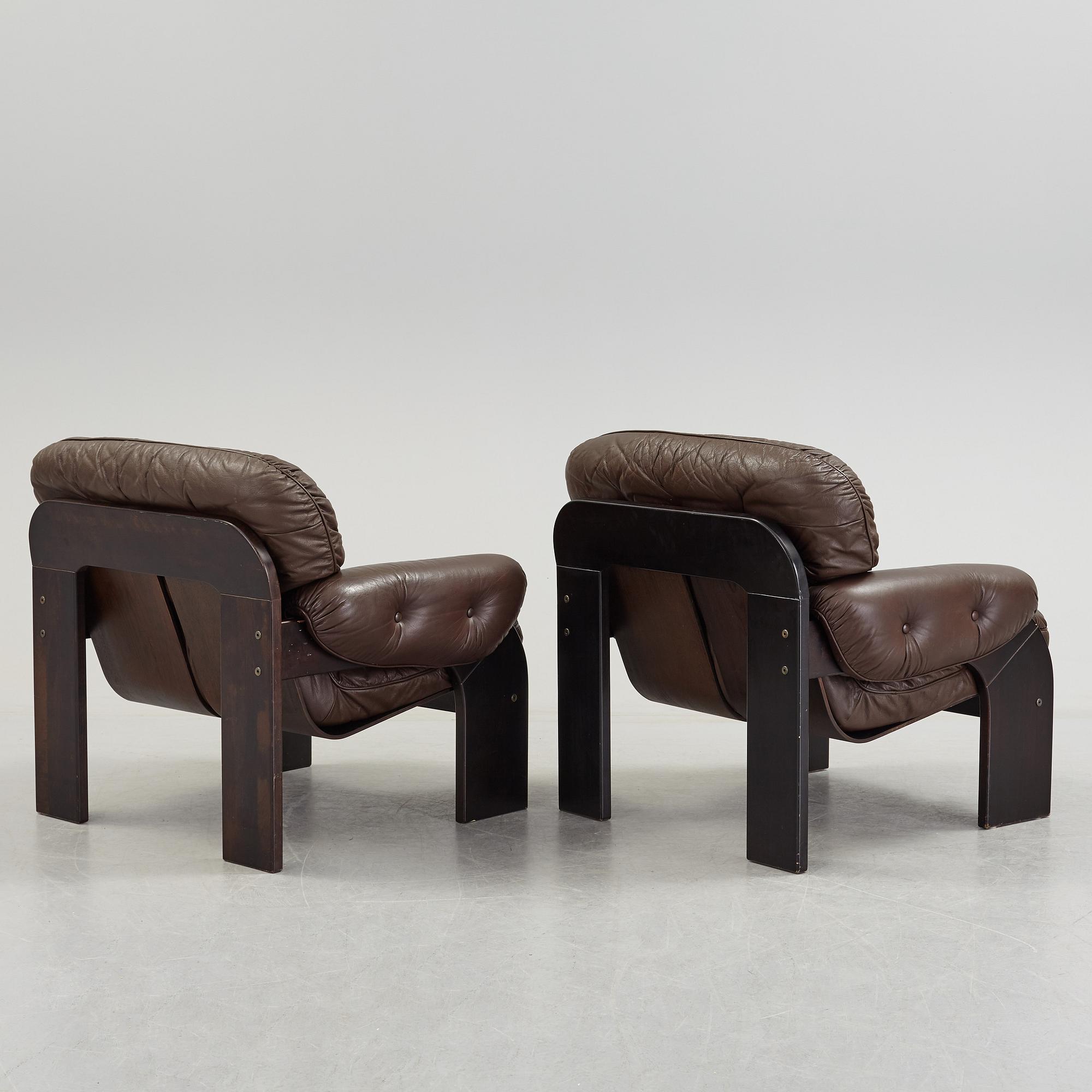 A pair of easy chairs by OY BJ Dahlqvist AB BD Furniture, Jakobstad, Finland.
