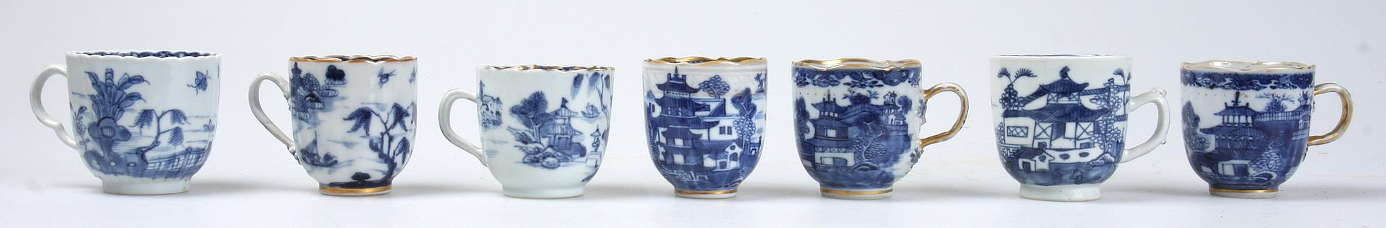 KOPPAR, 21 st samt FAT, 18 st, porslin, Kina, 1700/1800-tal.