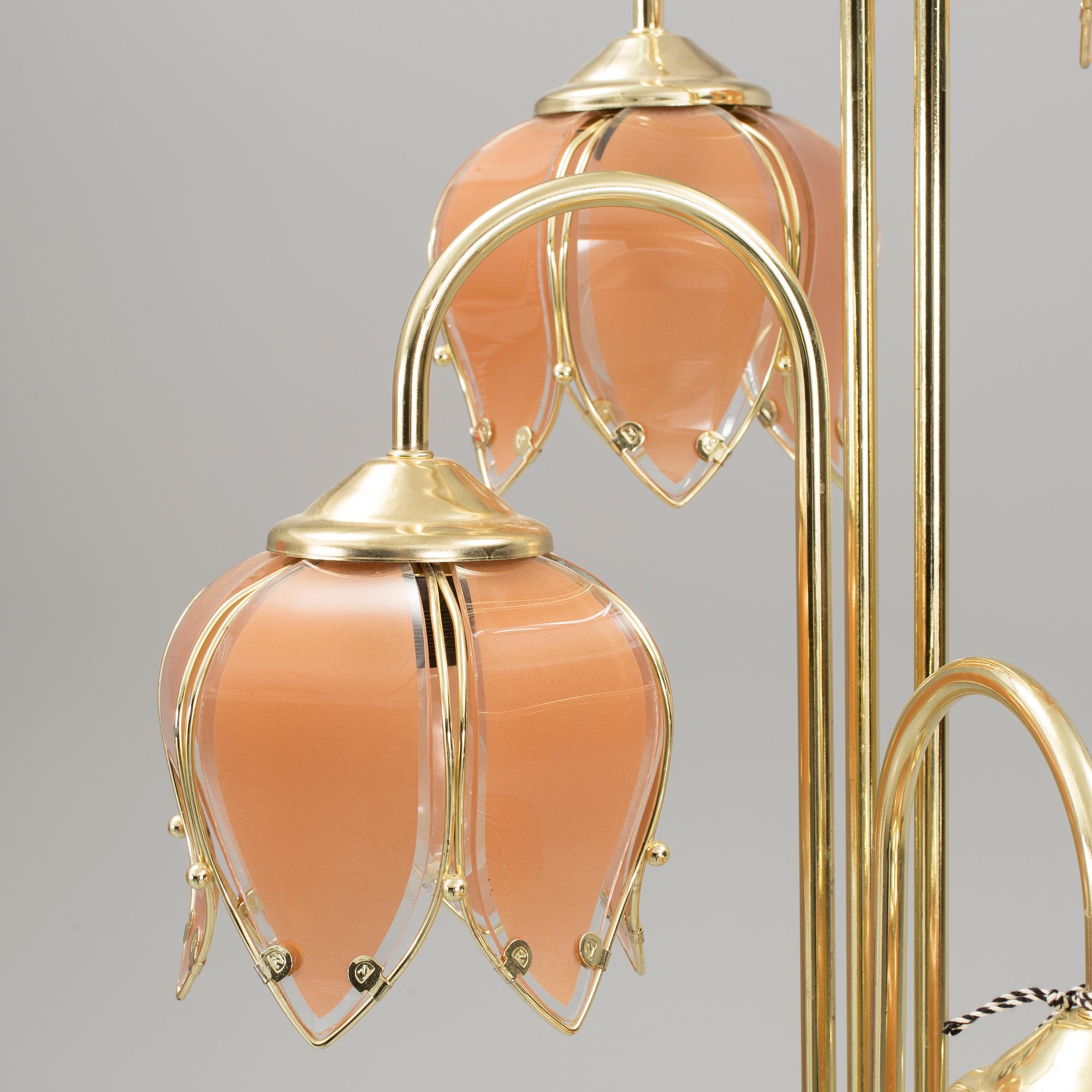GOLVLAMPA, mässing och marmor, Cottex Sweden, 1970/80-tal.