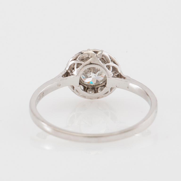Platinum ring set with old-cut diamonds.