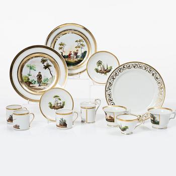 Service pieces, 12 pcs, porcelain, Empire, first half of the 19th century.