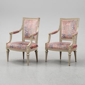 A set of two gustavian armchairs.
