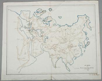 KARTOR, 3 st, handmålade, sign, 1700/1800-tal.