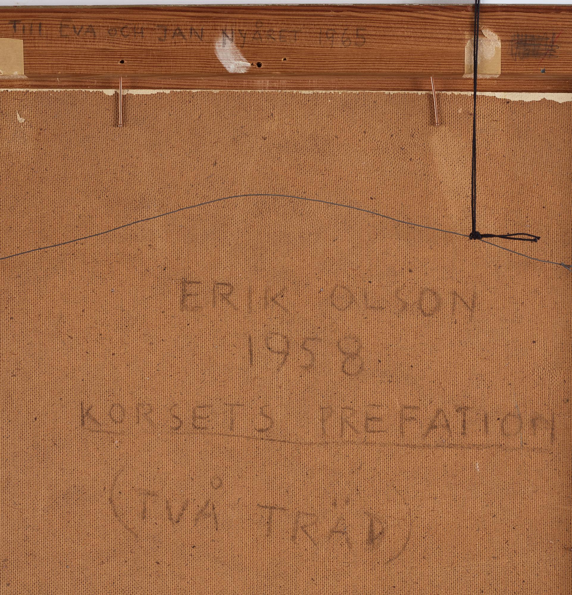 Erik Olson, oil on panel, signed and dated 1958.