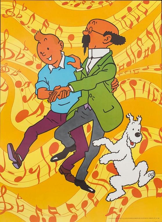 4 1970s POSTERS, TINTIN.