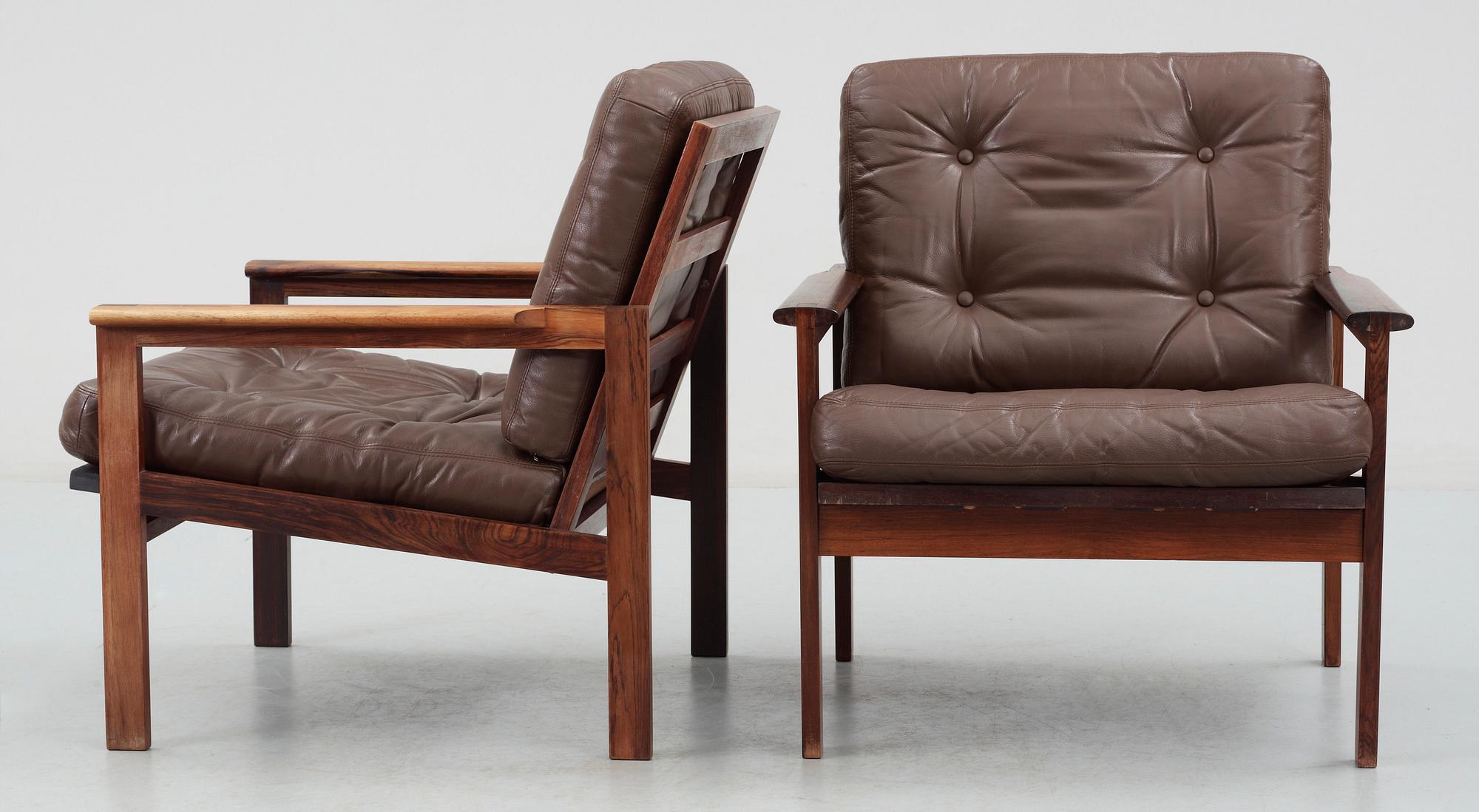 FÅTÖLJER, ett par, 1960/70-tal.