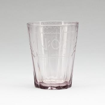 BÄGARE, glas. Troligen Sverige, 1700-tal.