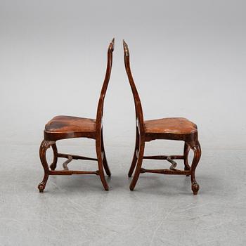 Stolar, 9 st, snarlika, engelska, 1700-talets första hälft.