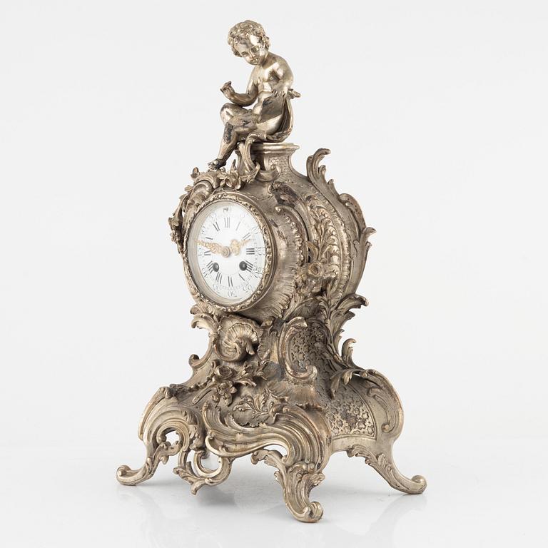 A Rococo style mantle clock, France, late 19th Century.