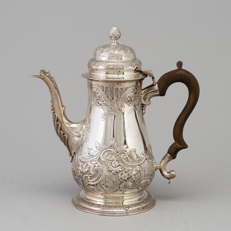 WILLIAM GRUNDY, KAFFEKANNA, rokoko, George III, silver, London, England, 1764.