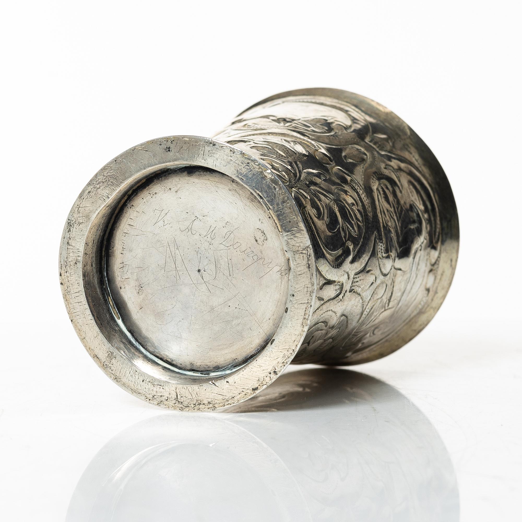 Christian Pichgiel, jaktbägare, silver, Danzig, omkring år 1700.