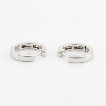 Örhängen hoops, 14K vitguld med briljantslipade diamanter.