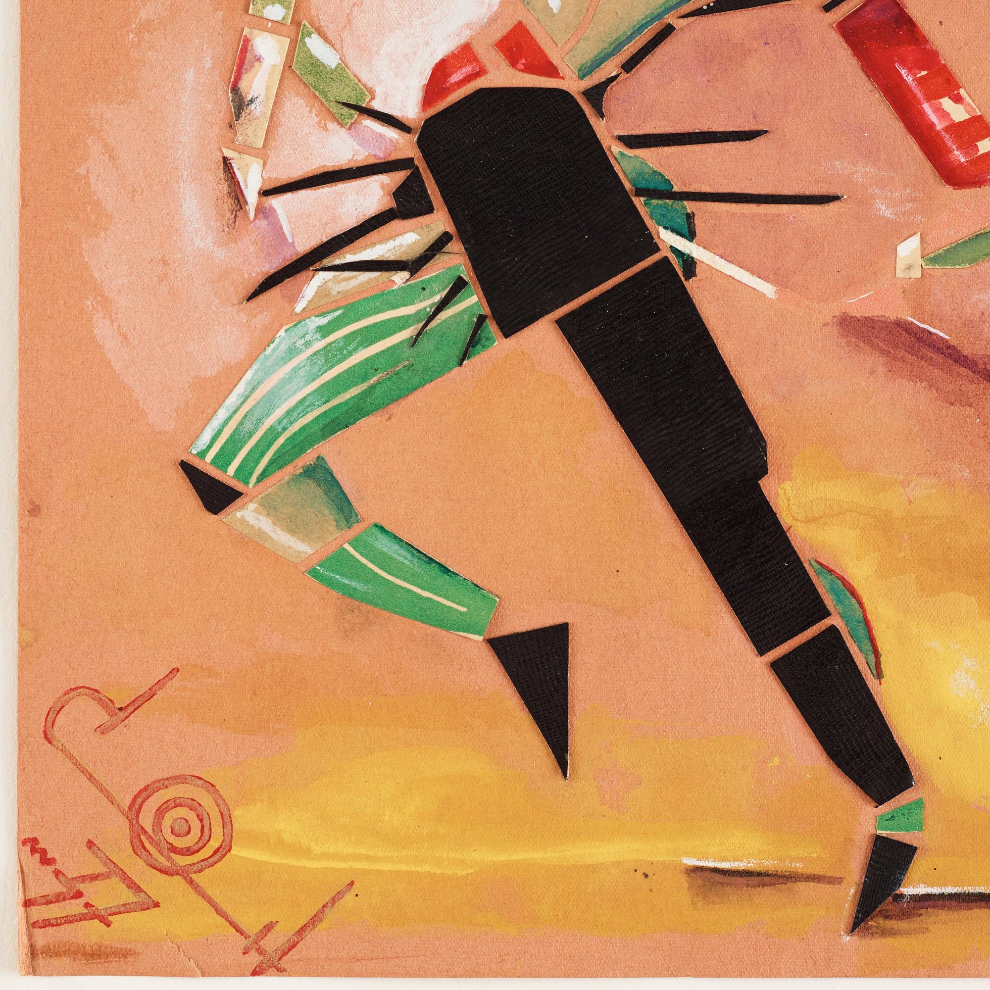 CO Hultén, gouache på papper med collage, monogramsignerad och daterad -37.