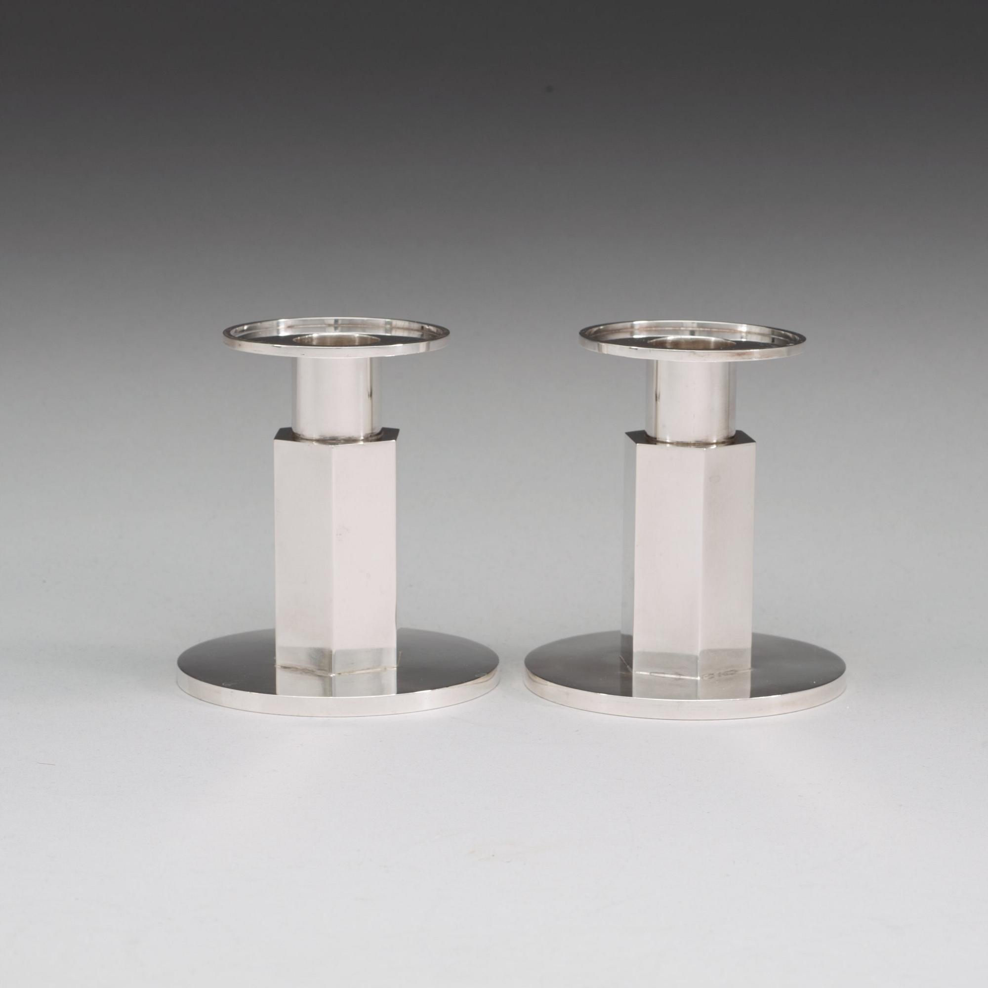 WIWEN NILSSON, ljusstakar, ett par, Lund 1962, sterling.