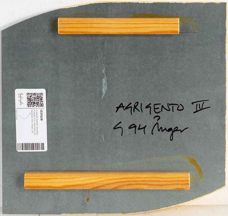 GUNNAR ÅNGER, painted zinc plate, 3, signed and dated -94 verso.