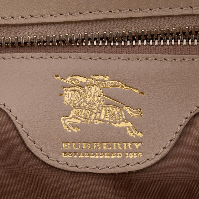 BURBERRY, a beige leather shoulder bag.
