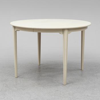 CARL MALMSTEN, matgrupp, 7 delar, 6 stolar samt bord. Två iläggskivor medföljer.