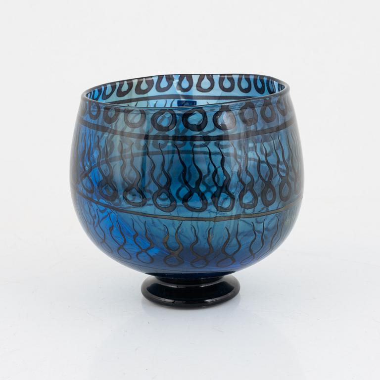 Eva Englund, skål, graal, "Höstregn", Orrefors, 1988.