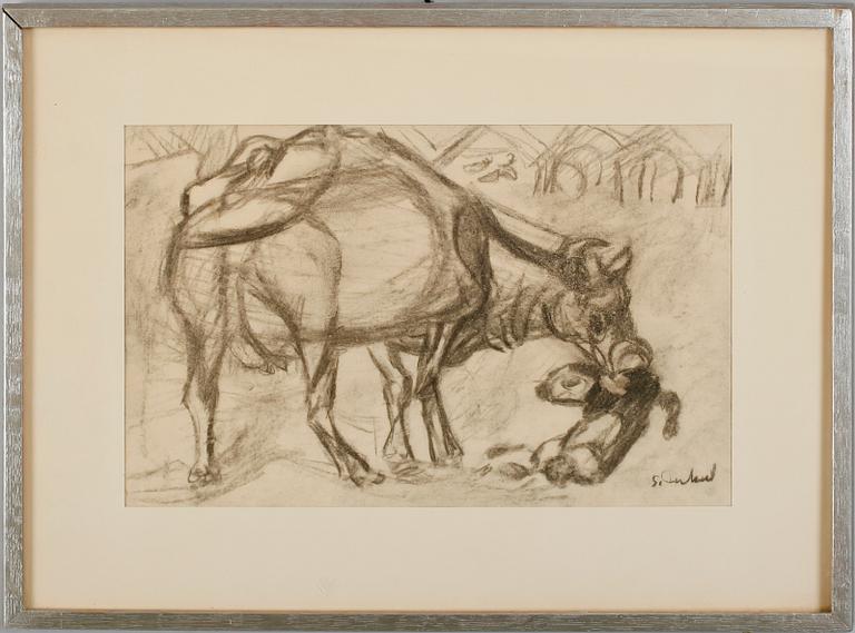 SIRI DERKERT, krita, signerad.