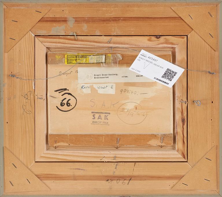 BIRGIT BROMS, olja på pannå, monogramsignerad.