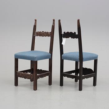 STOLAR, 6 st, fornnordisk stil, 1900-talets början.