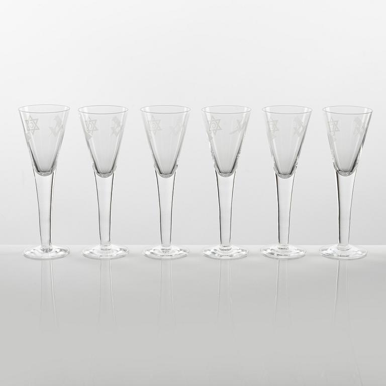 Snapsglas, 6 st, 1900-tal.