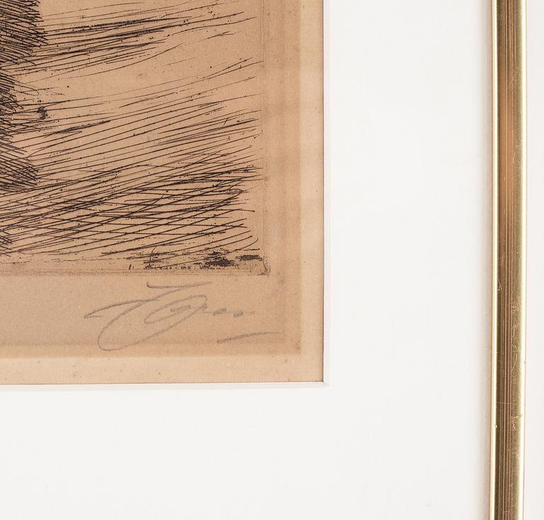 Anders Zorn, etching, 1913, signed in pencil.