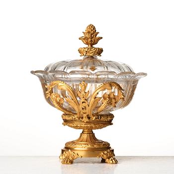 A gilded bronze and glass bowl by Eugène Cornu in Paris, second half of the 19th century.