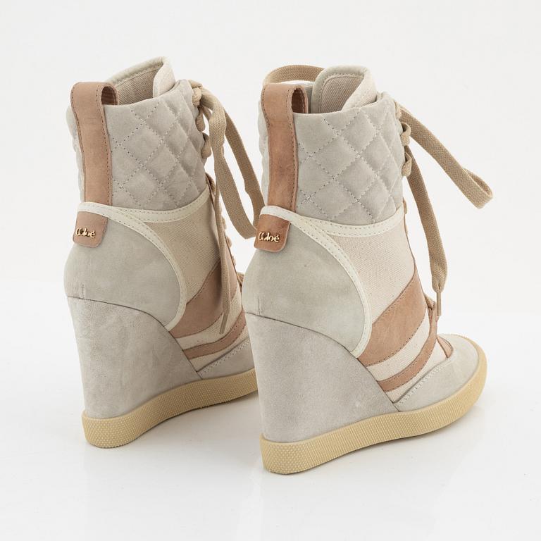 Chloé, a pair of wedge sneakers, size 37.