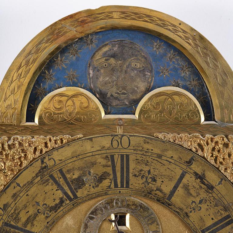 A George II blue-japanned longcase clock by William Barrow (watchmaker in London 1700-36).