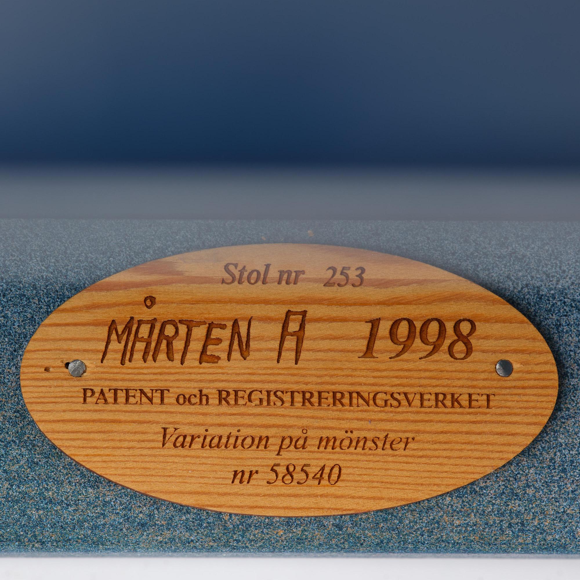 Mårten Andersson, a set of six chairs, "Från gryning till natt" (From Dawn to Night), 1998.