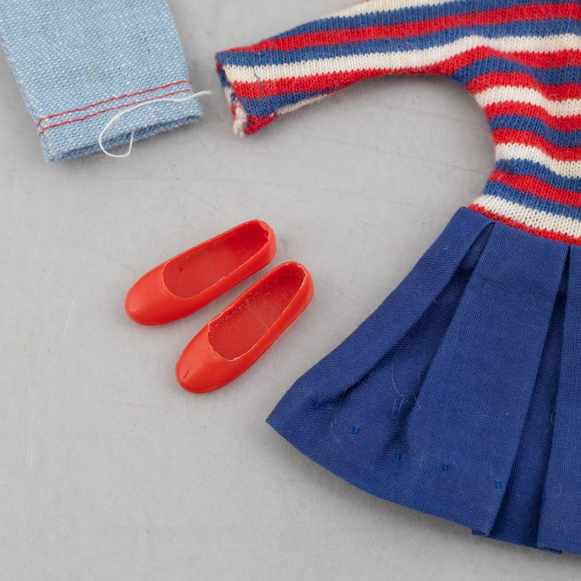 Clothing sets, Skipper, 4 pcs, including "1918 Skip Ahoy" & "1964-1965 Skipper Ballet class", Mattel, 1960s.