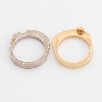 Rolf Karlsson, ring, 2 delar, 18K guld och vitguld.