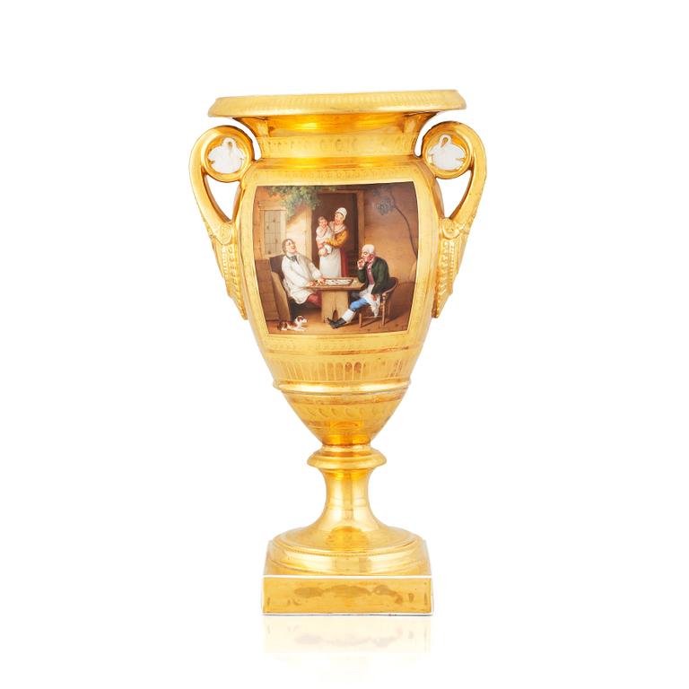 A Ludwigsburg Empire vase, signed C Goll, early 19th Century.