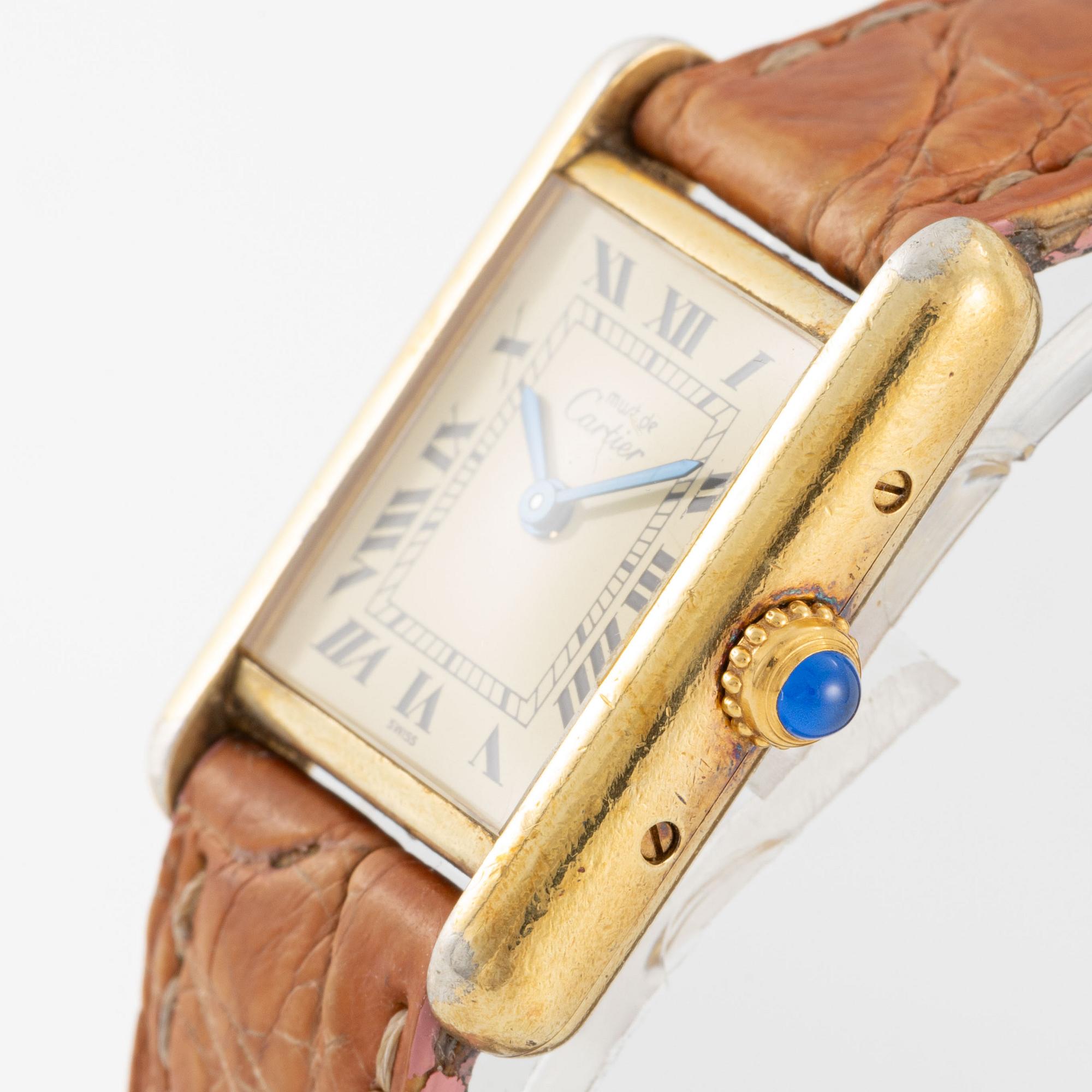 must de Cartier, Tank, wristwatch, 20.5 x 20 (28) mm.