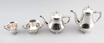 KAFFESERVIS, 4 delar, silver, K Anderson, Stockholm 1918. Vikt ca 1741 gram.